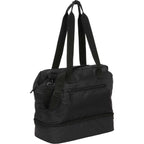 Daybreak Recycled Weekender Tote with Wire Frame Opening Transfer - Black - Right Angle