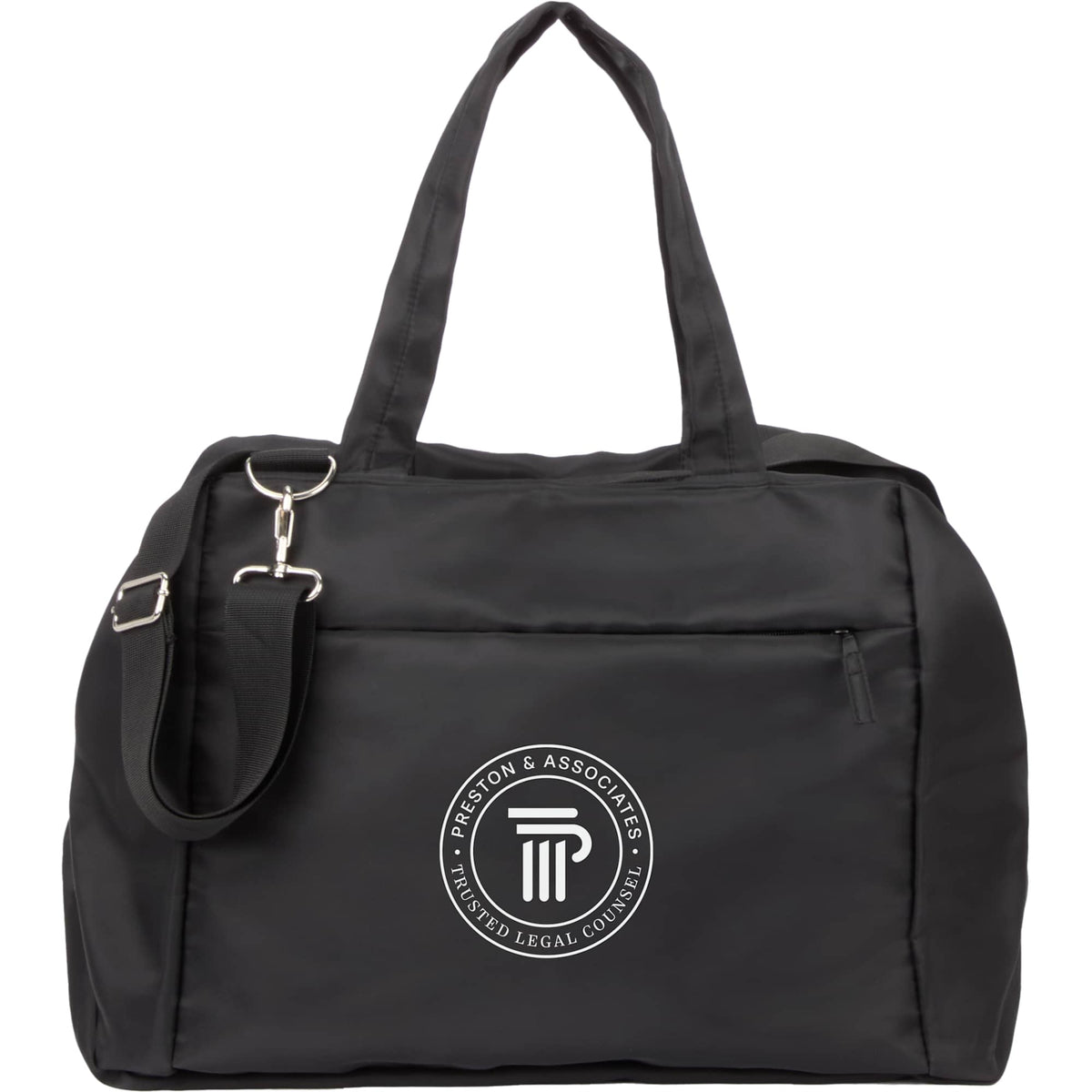 Daybreak Travel Duffel Bag with Trolley Sleeve Embroidery - Black - Front