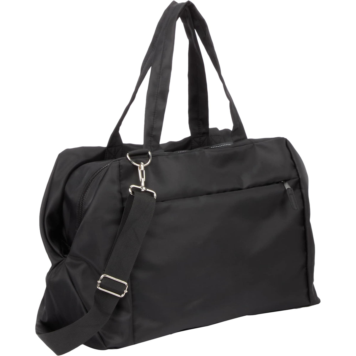 Daybreak Travel Duffel Bag with Trolley Sleeve Embroidery - Black - Right Angle