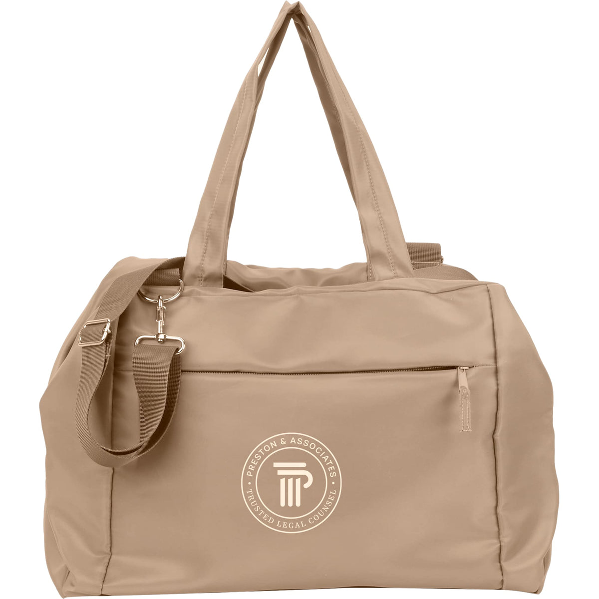 Daybreak Travel Duffel Bag with Trolley Sleeve Transfer - Tan - Front