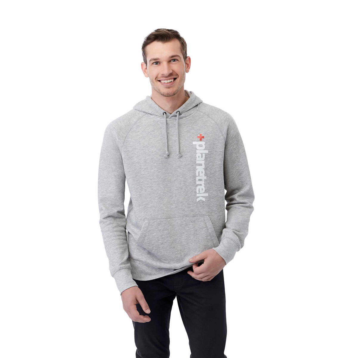 Dayton Classic Fleece Hoodie, Unisex Embroidery - Heather Grey Secondary - Front On Model