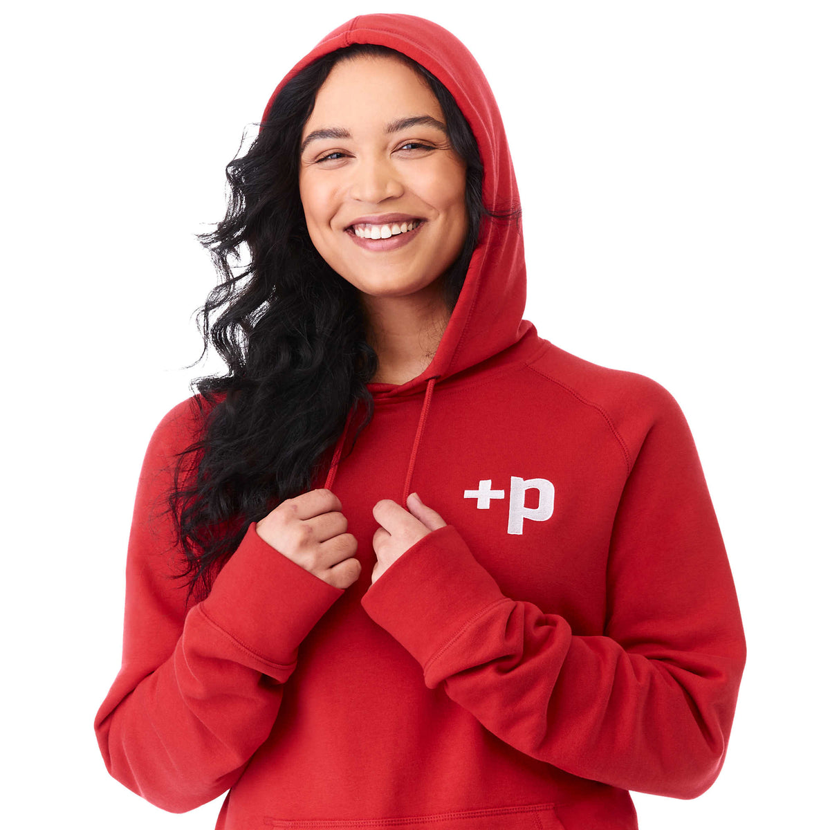Dayton Classic Fleece Hoodie, Unisex Transfer - Team Red - Front On Model 2