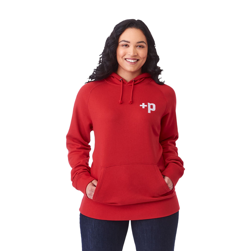 Dayton Classic Fleece Hoodie, Unisex Transfer - Team Red - Front On Model