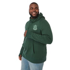 Dayton Crossover Neck Fleece Hoodie for Men Transfer - Forest Green - Left Angle On Model 2