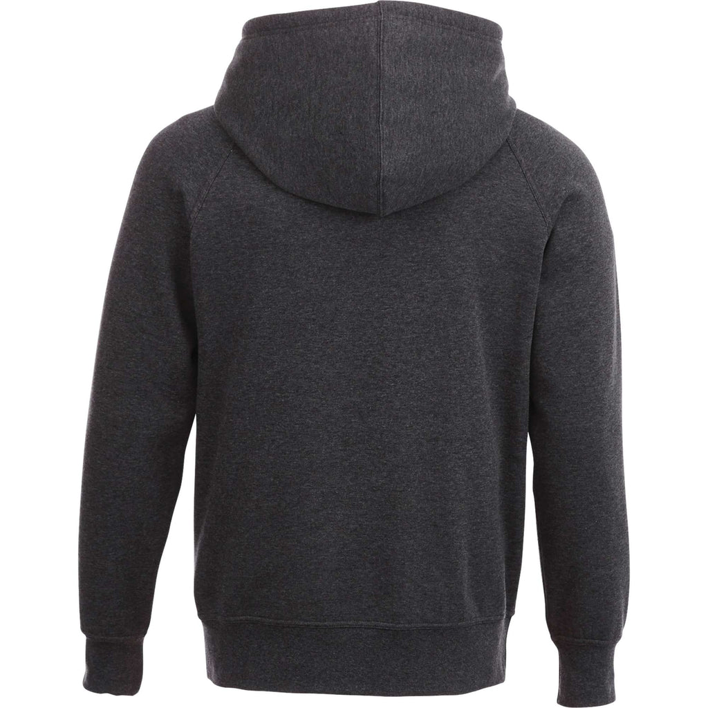 Dayton Crossover Neck Fleece Hoodie for Men Transfer - Heather Dark Charcoal - Back Flat
