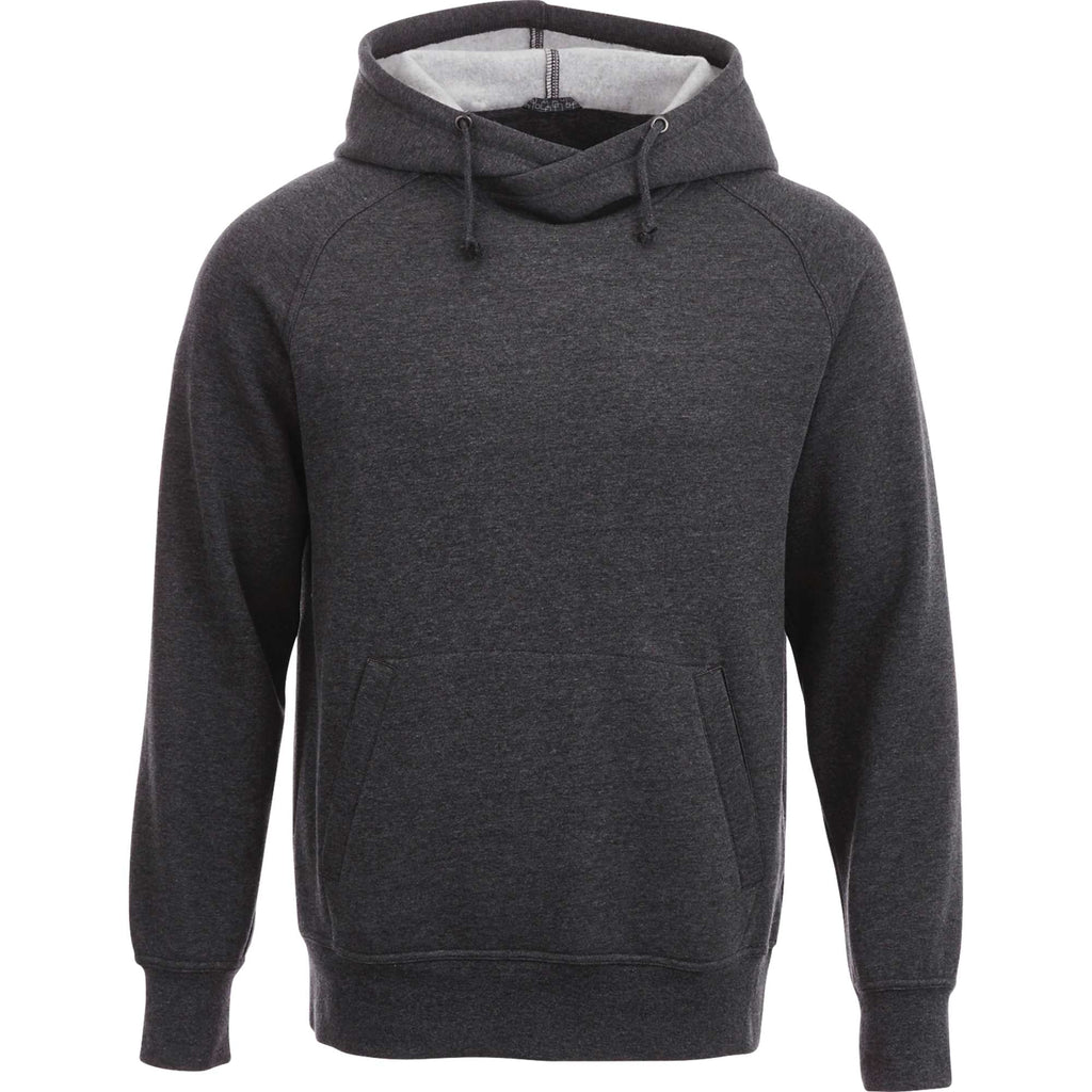 Dayton Crossover Neck Fleece Hoodie for Men Transfer - Heather Dark Charcoal - Front Flat