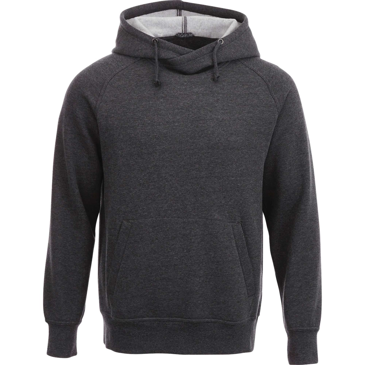 Dayton Crossover Neck Fleece Hoodie for Men Transfer - Heather Dark Charcoal - Front Flat