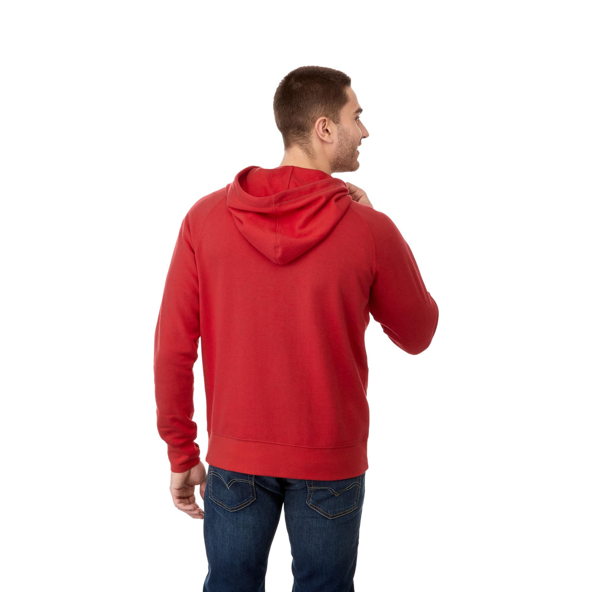 Dayton Crossover Neck Fleece Hoodie for Men Transfer - Team Red - Back On Model
