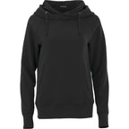 Dayton Crossover Neck Fleece Hoodie for Women Transfer - Black - Front Flat