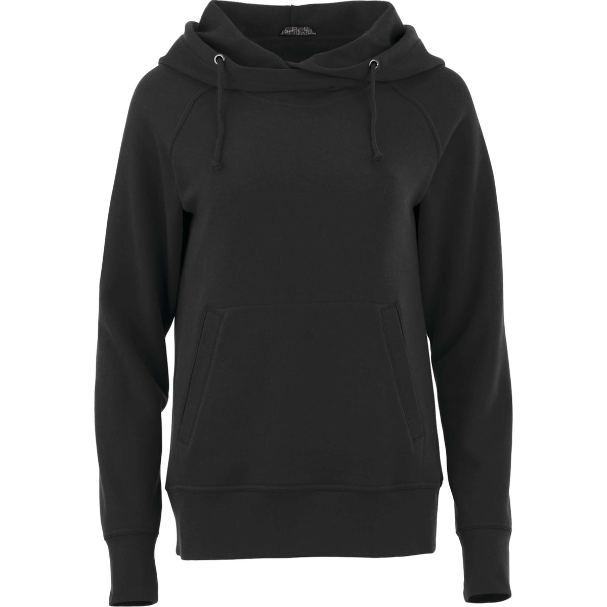 Dayton Crossover Neck Fleece Hoodie for Women Transfer - Black - Front Flat