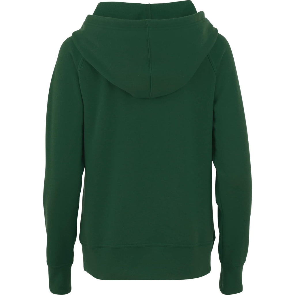 Dayton Crossover Neck Fleece Hoodie for Women Transfer - Forest Green - Back Flat
