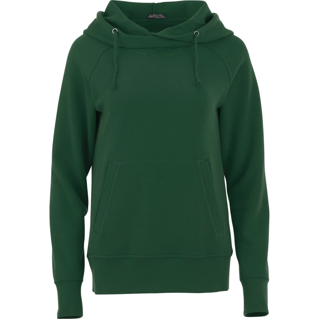 Dayton Crossover Neck Fleece Hoodie for Women Transfer - Forest Green - Front Flat