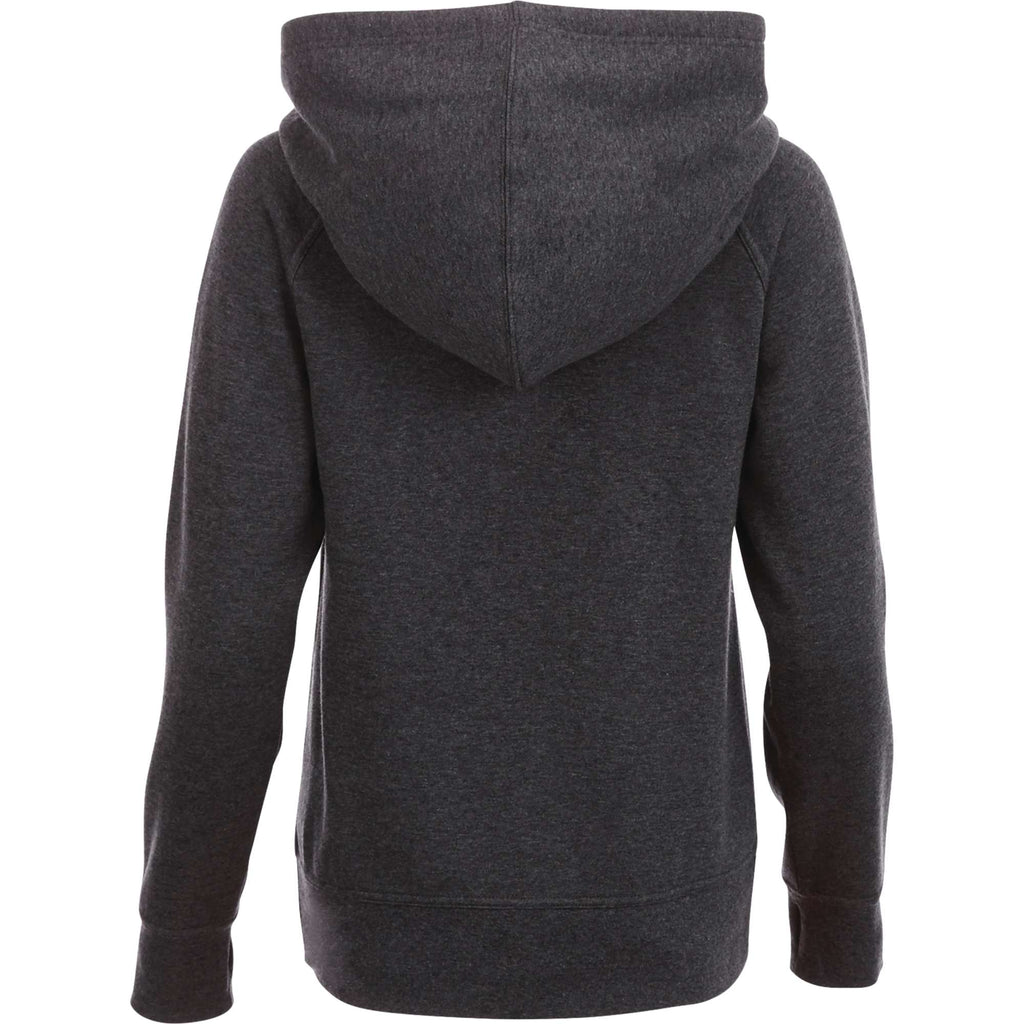 Dayton Crossover Neck Fleece Hoodie for Women Transfer - Heather Dark Charcoal - Back Flat