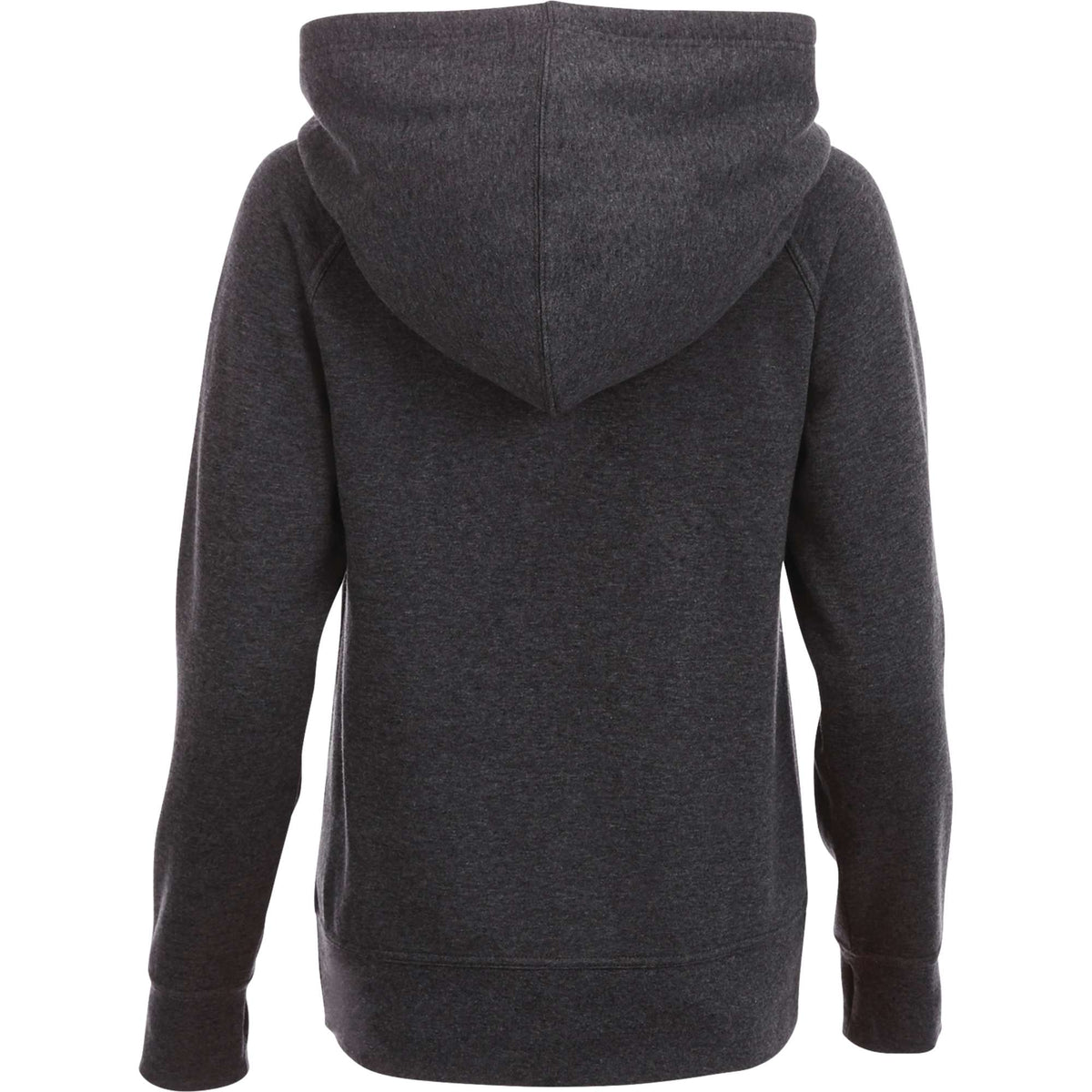 Dayton Crossover Neck Fleece Hoodie for Women Transfer - Heather Dark Charcoal - Back Flat