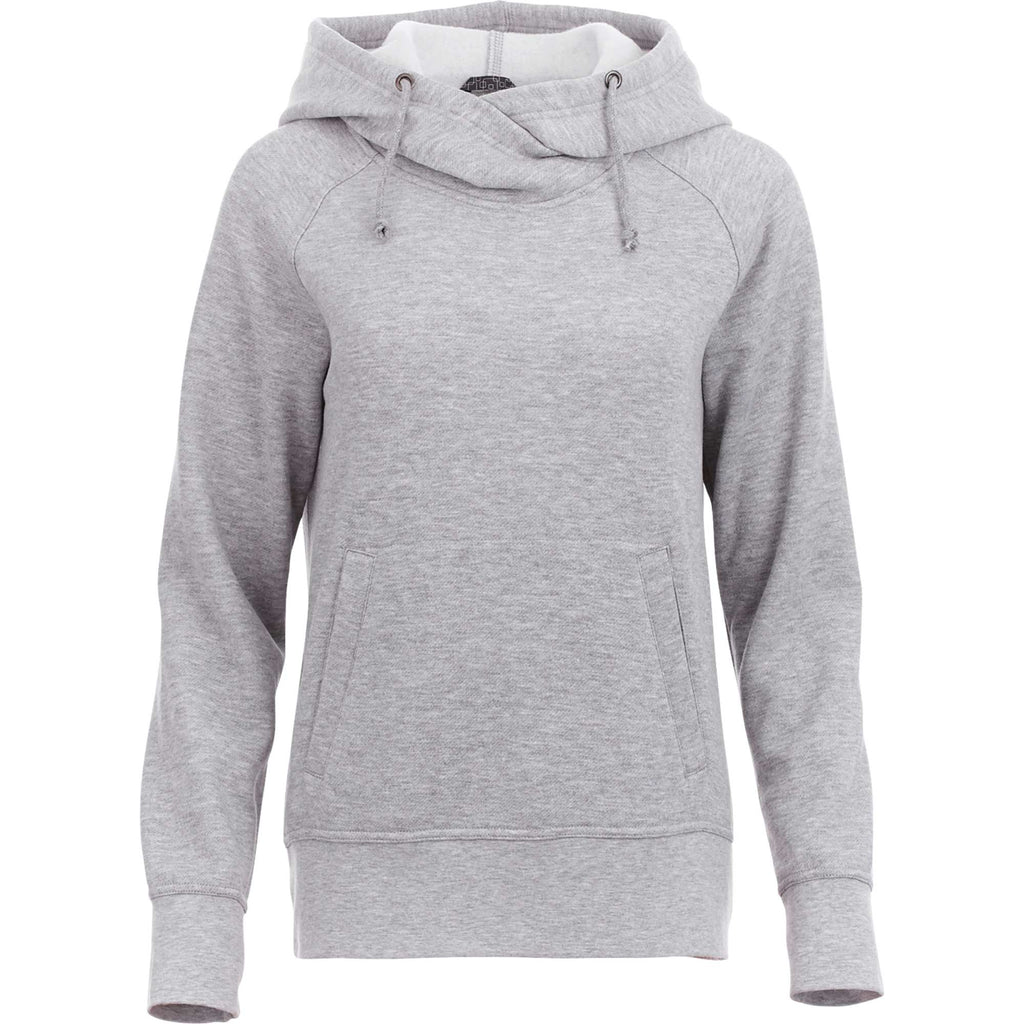 Dayton Crossover Neck Fleece Hoodie for Women Transfer - Heather Grey - Front Flat