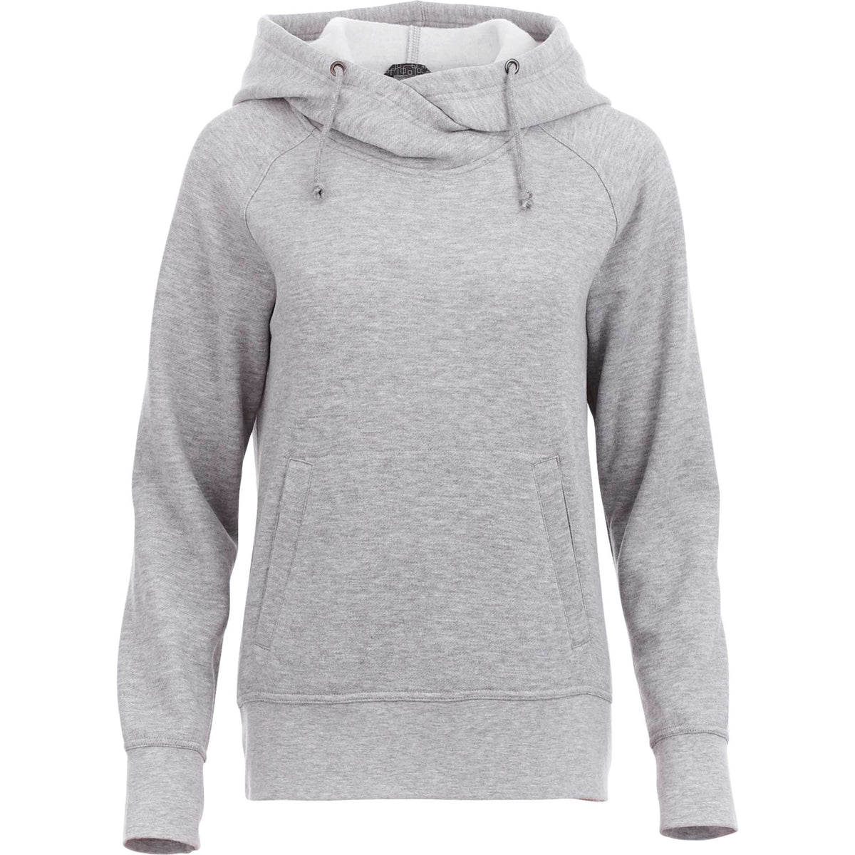 Dayton Crossover Neck Fleece Hoodie for Women Transfer - Heather Grey - Front Flat