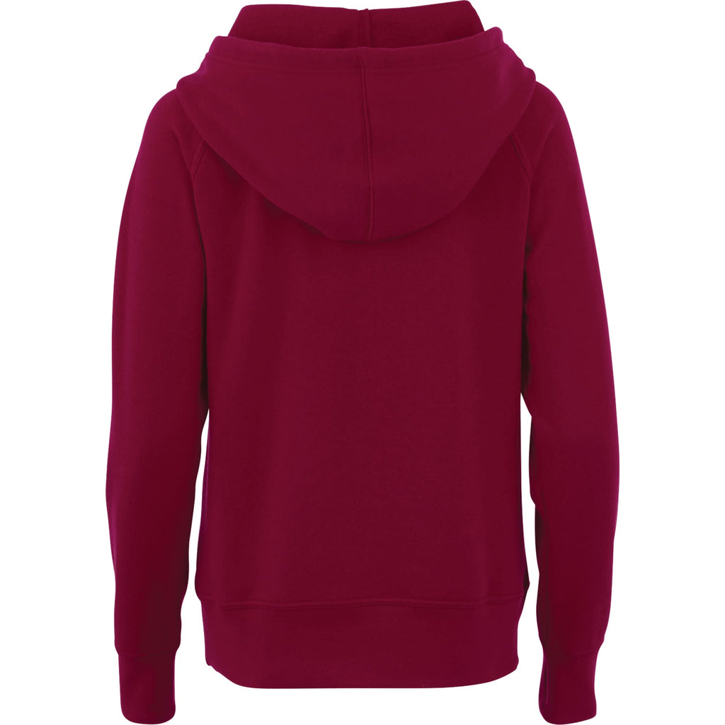 Dayton Crossover Neck Fleece Hoodie for Women Transfer - Maroon - Back Flat