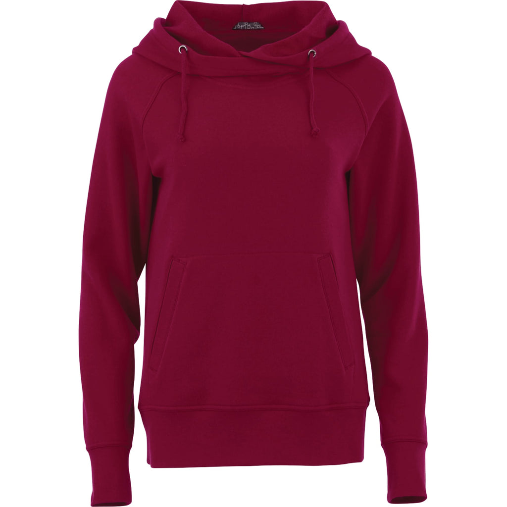 Dayton Crossover Neck Fleece Hoodie for Women Transfer - Maroon - Front Flat