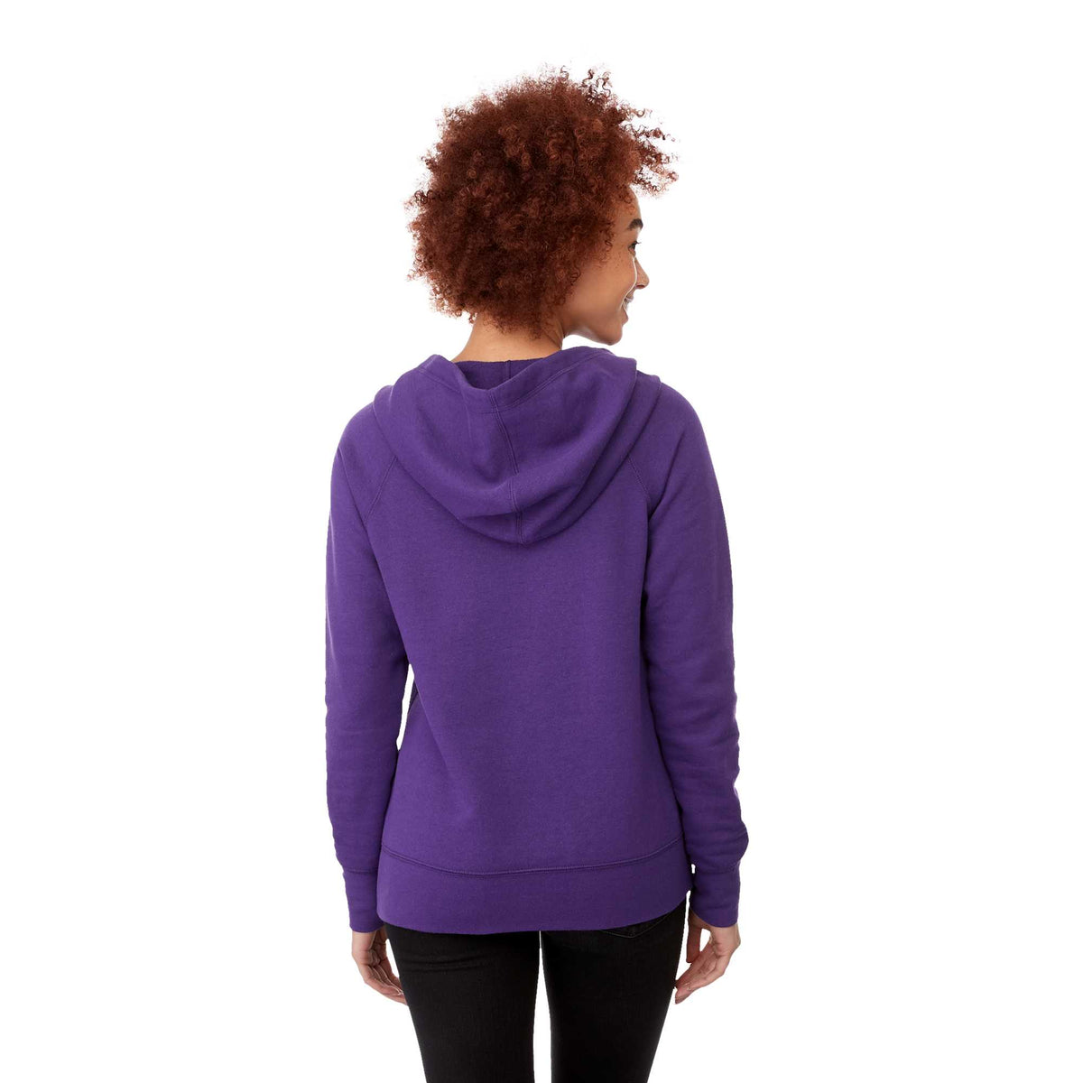 Dayton Crossover Neck Fleece Hoodie for Women Transfer - Purple - Back On Model