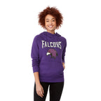 Dayton Crossover Neck Fleece Hoodie for Women Transfer - Purple - Front On Model