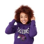 Dayton Crossover Neck Fleece Hoodie for Women Transfer - Purple - On Model