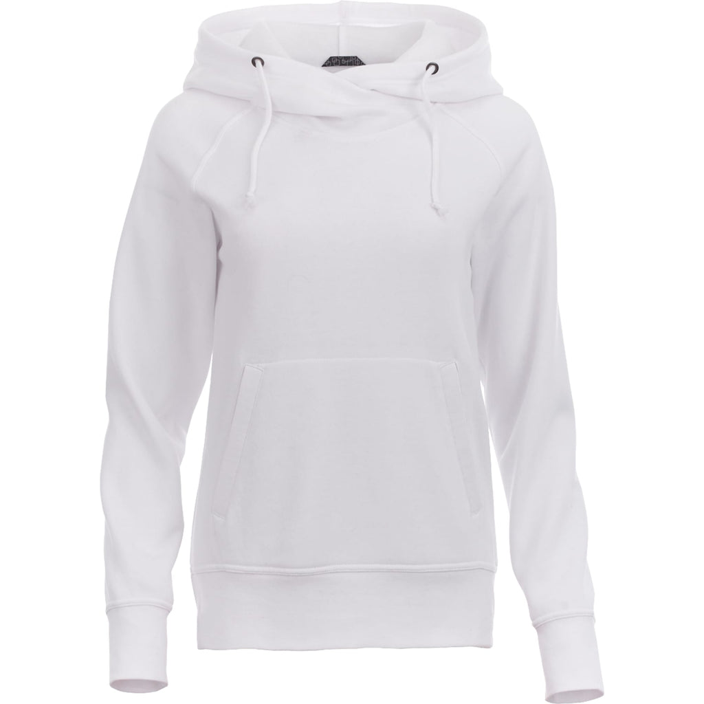 Dayton Crossover Neck Fleece Hoodie for Women Transfer - White - Front Flat