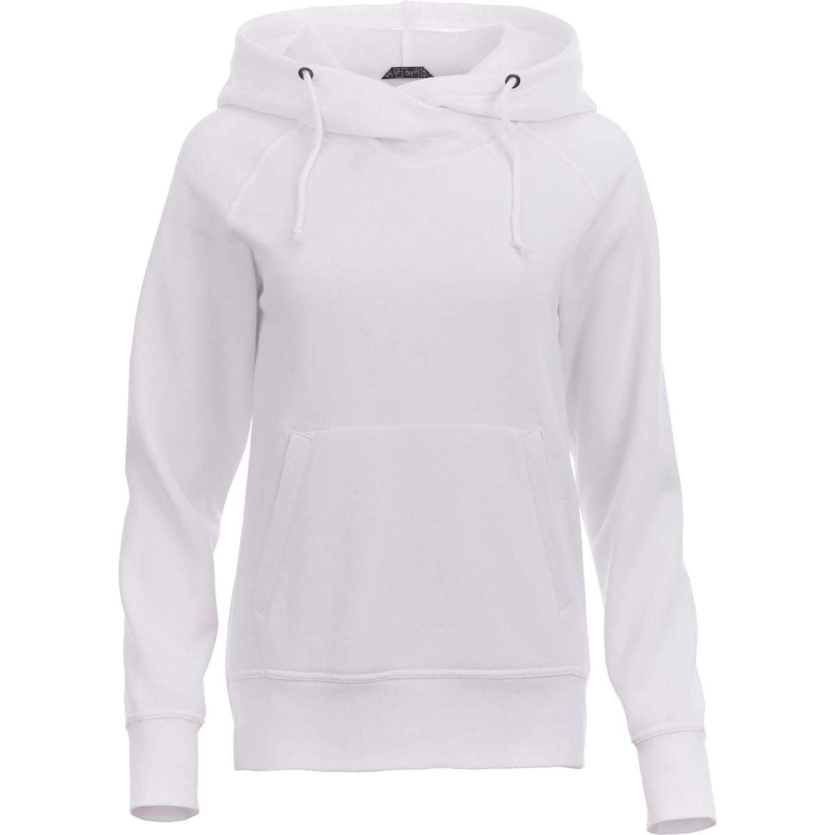Dayton Crossover Neck Fleece Hoodie for Women Transfer - White - Front Flat