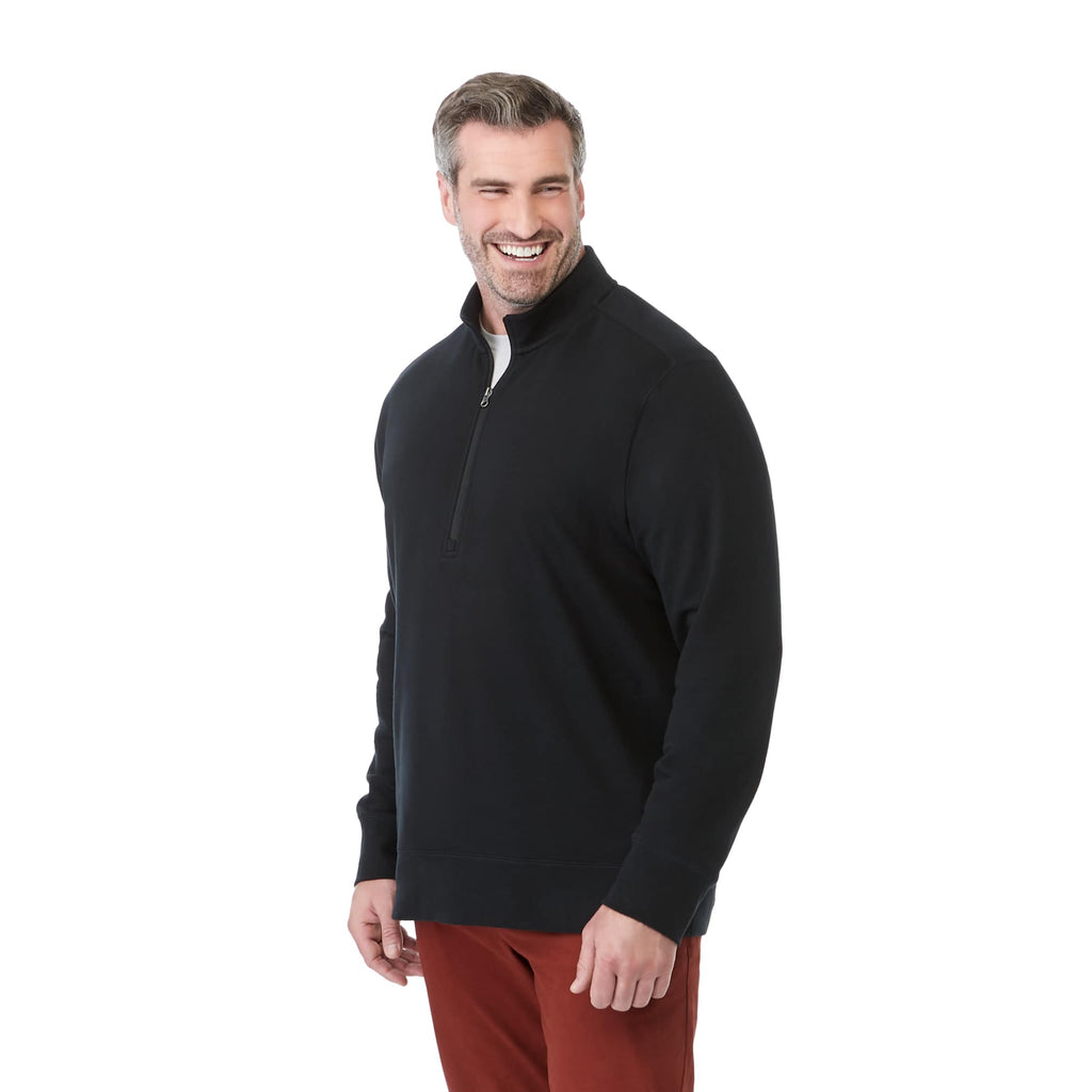 Dayton Fleece Half Zip Pullover for Men Embroidery - Black - Left Angle On Model