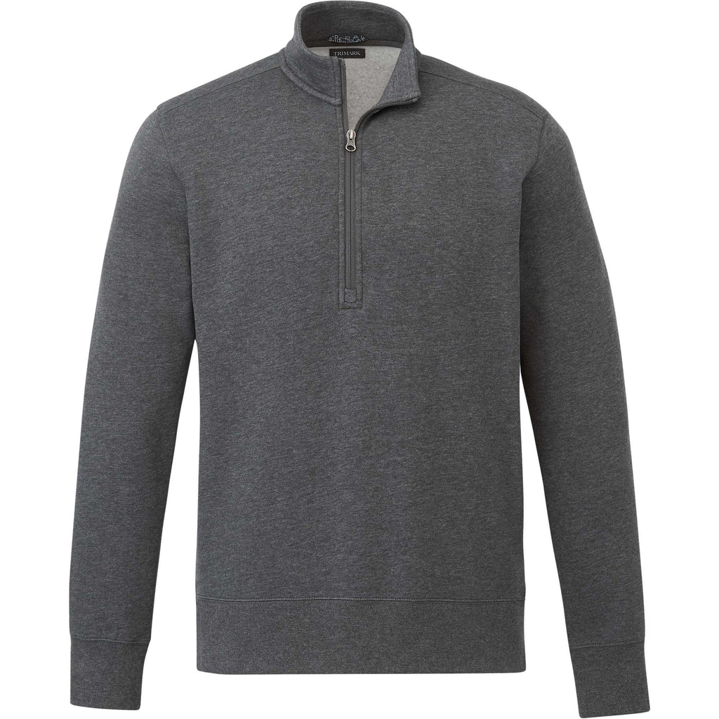 Dayton Fleece Half Zip Pullover for Men Embroidery - Heather Dark Charcoal - Front