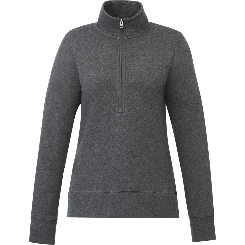 Dayton Fleece Half Zip Pullover for Women Embroidery - Heather Dark Charcoal - Front 2