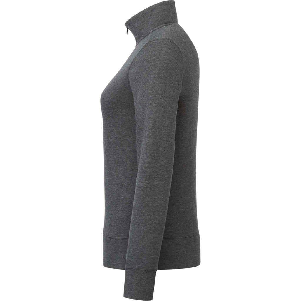 Dayton Fleece Half Zip Pullover for Women Embroidery - Heather Dark Charcoal - Left Side