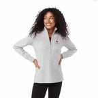 Dayton Fleece Half Zip Pullover for Women Embroidery - Heather Grey Secondary - Front On Model