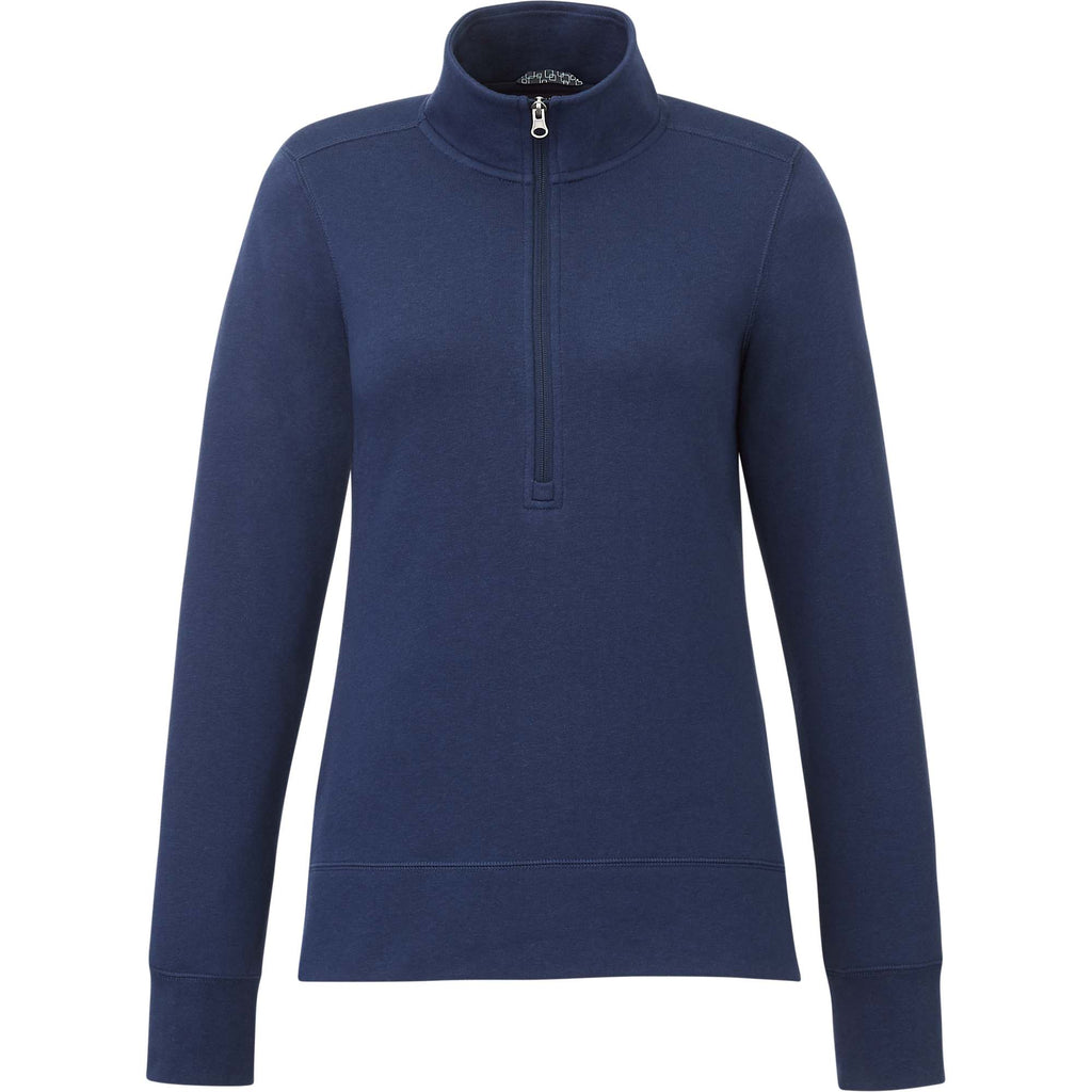 Dayton Fleece Half Zip Pullover for Women Embroidery - Vintage Navy - Front 2