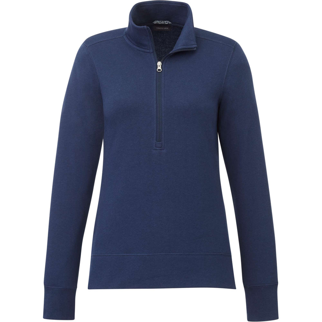 Dayton Fleece Half Zip Pullover for Women Embroidery - Vintage Navy - Front