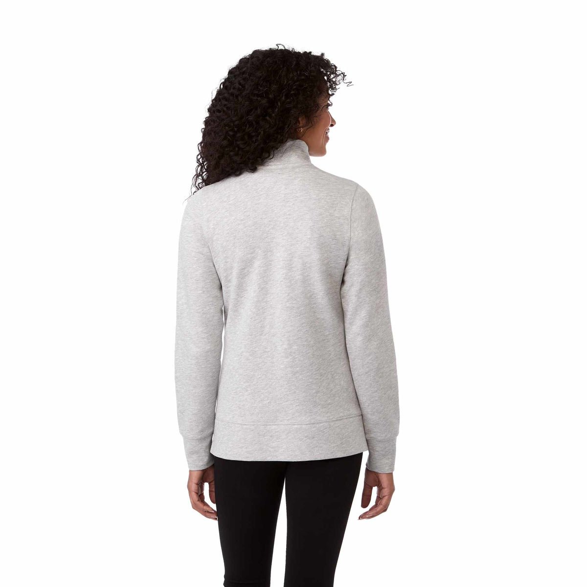 Dayton Fleece Half Zip Pullover for Women Transfer - Heather Grey Secondary - Back On Model