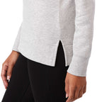 Dayton Fleece Half Zip Pullover for Women Transfer - Heather Grey Secondary - Left Angle On Model 3