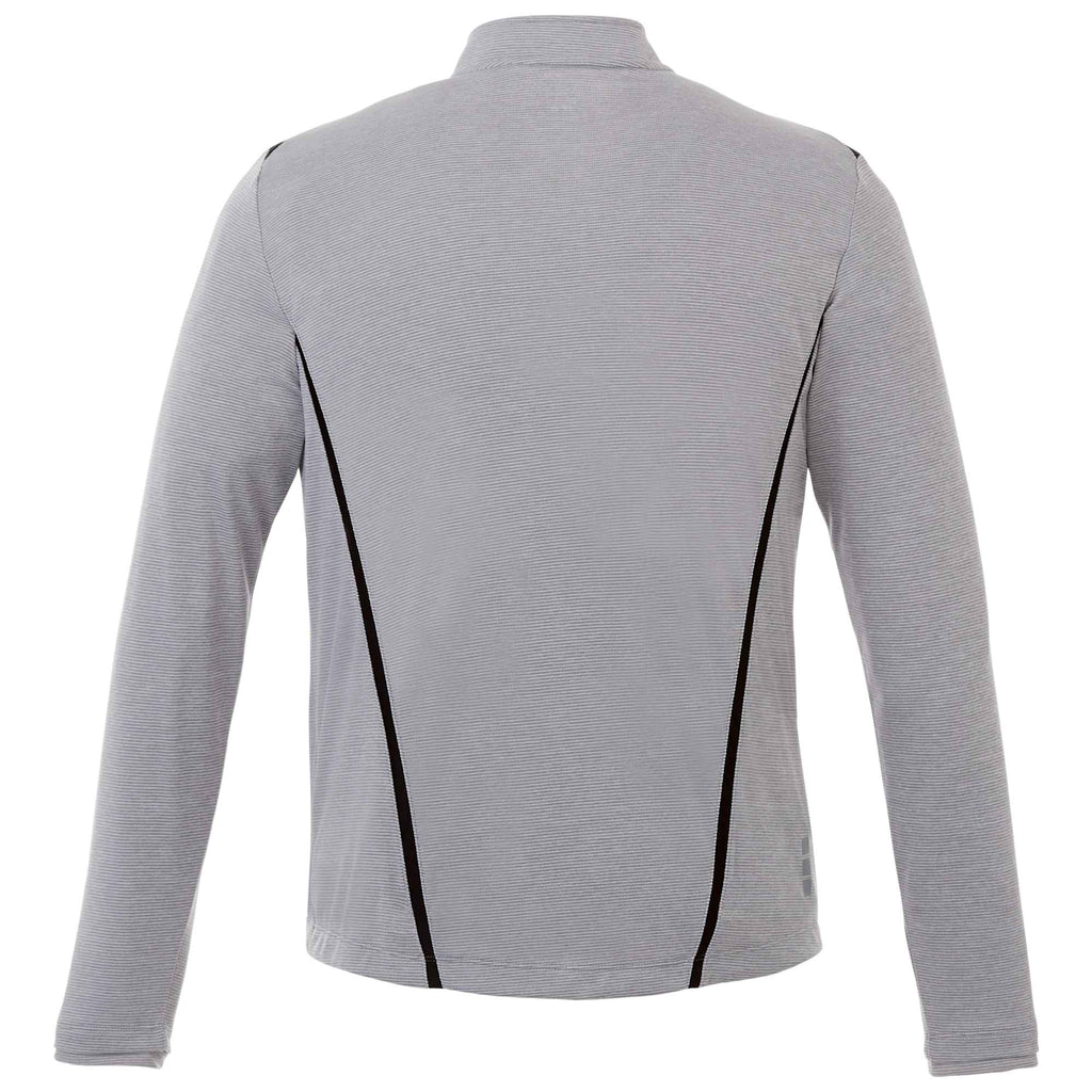 Dege Eco Knit Half Zip with Convertible Collar for Men Embroidery - Heather Grey/Black - Back Flat