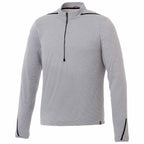 Dege Eco Knit Half Zip with Convertible Collar for Men Embroidery - Heather Grey/Black - Front Flat