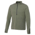 Dege Eco Knit Half Zip with Convertible Collar for Men Embroidery - Loden Heather/Black - Front Flat