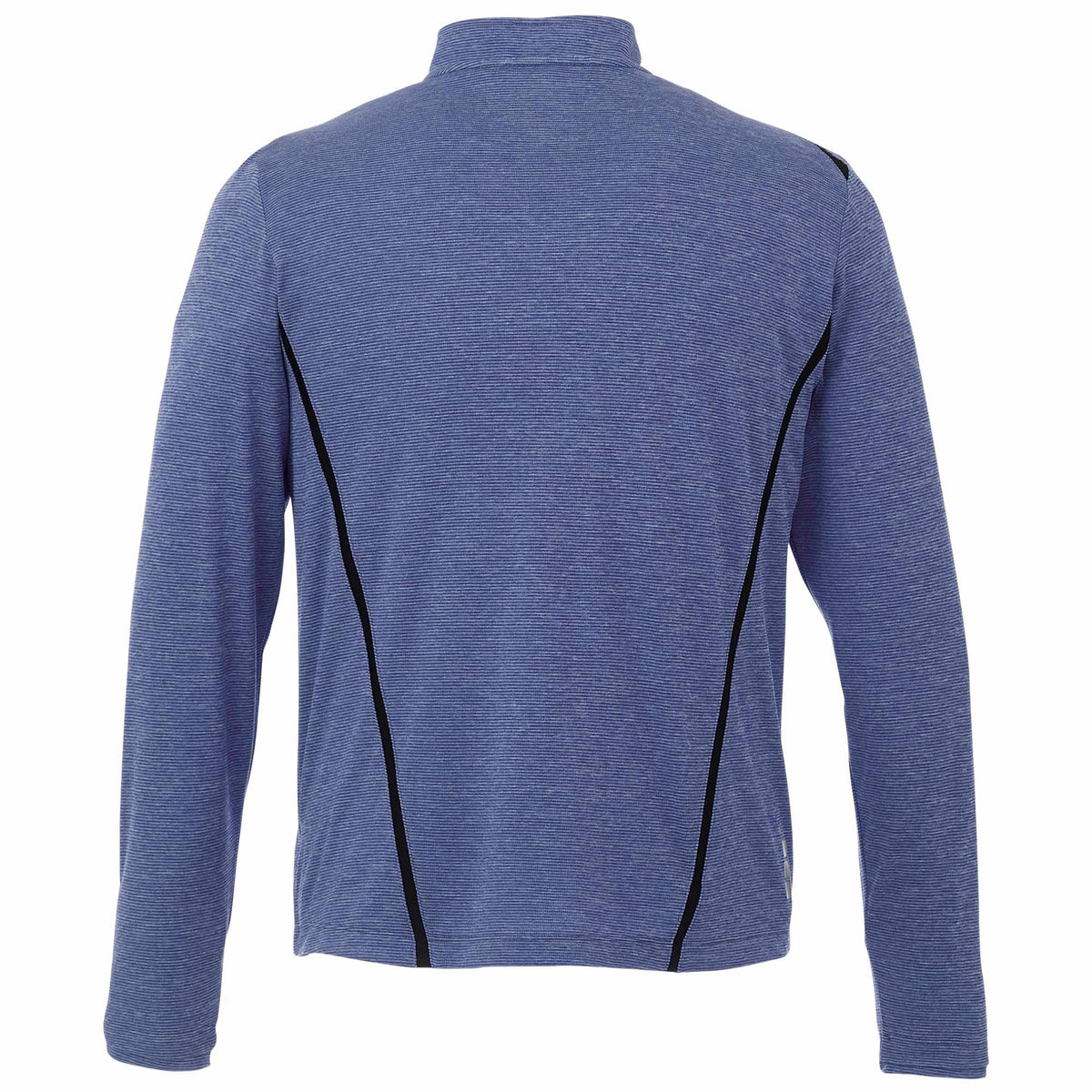 Dege Eco Knit Half Zip with Convertible Collar for Men Embroidery - Metro Blue Heather/Black - Back Flat