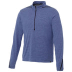 Dege Eco Knit Half Zip with Convertible Collar for Men Embroidery - Metro Blue Heather/Black - Front Flat