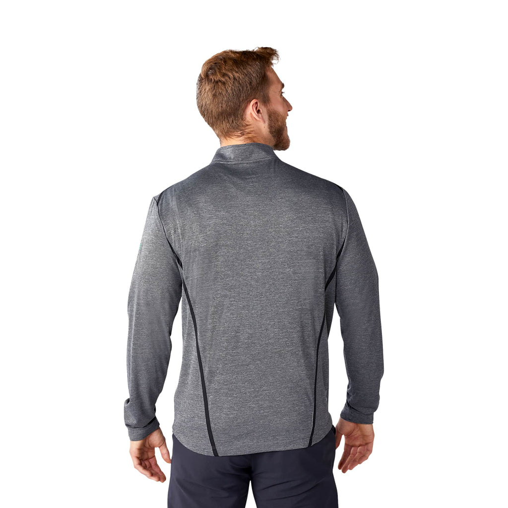 Dege Eco Knit Half Zip with Convertible Collar for Men Transfer - Heather Charcoal/Black - Back Flat 2