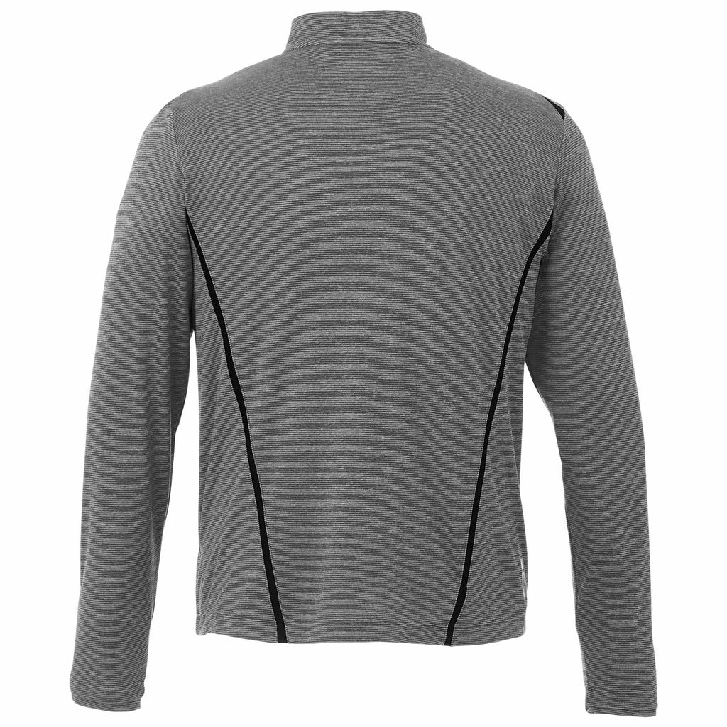 Dege Eco Knit Half Zip with Convertible Collar for Men Transfer - Heather Charcoal/Black - Back Flat