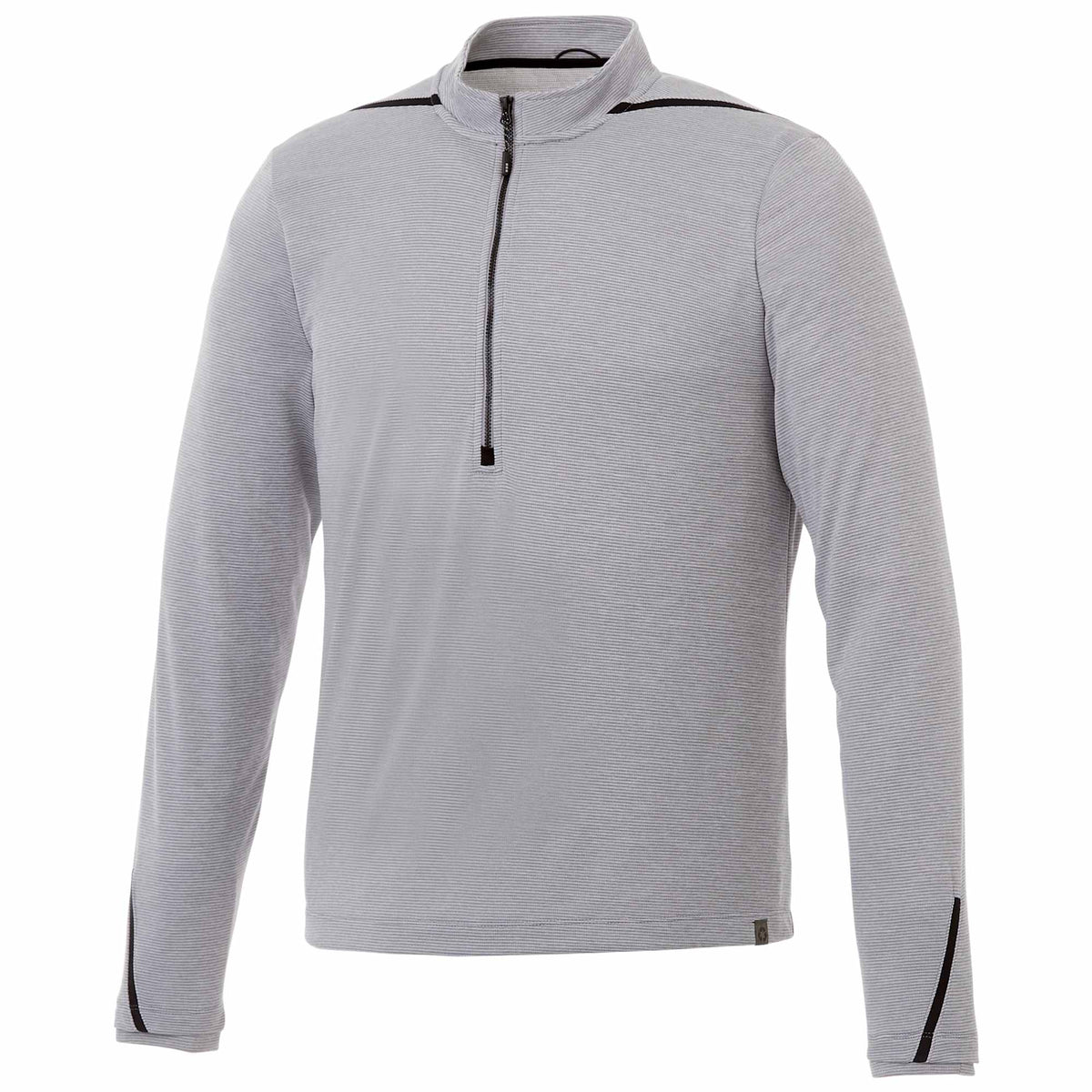 Dege Eco Knit Half Zip with Convertible Collar for Men Transfer - Heather Grey/Black - Front Flat