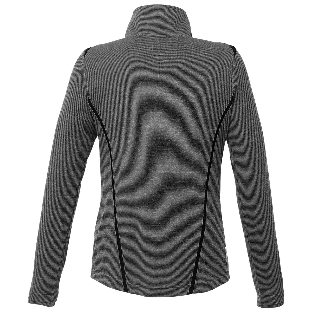 Dege Eco Knit Half Zip with Convertible Collar for Women Embroidery - Heather Charcoal/Black - Back Flat