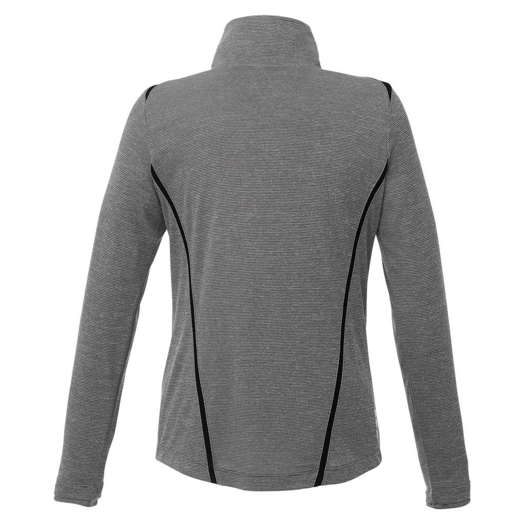 Dege Eco Knit Half Zip with Convertible Collar for Women Embroidery - Loden Heather/Black - Back Flat