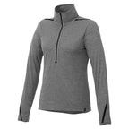 Dege Eco Knit Half Zip with Convertible Collar for Women Embroidery - Loden Heather/Black - Front Flat