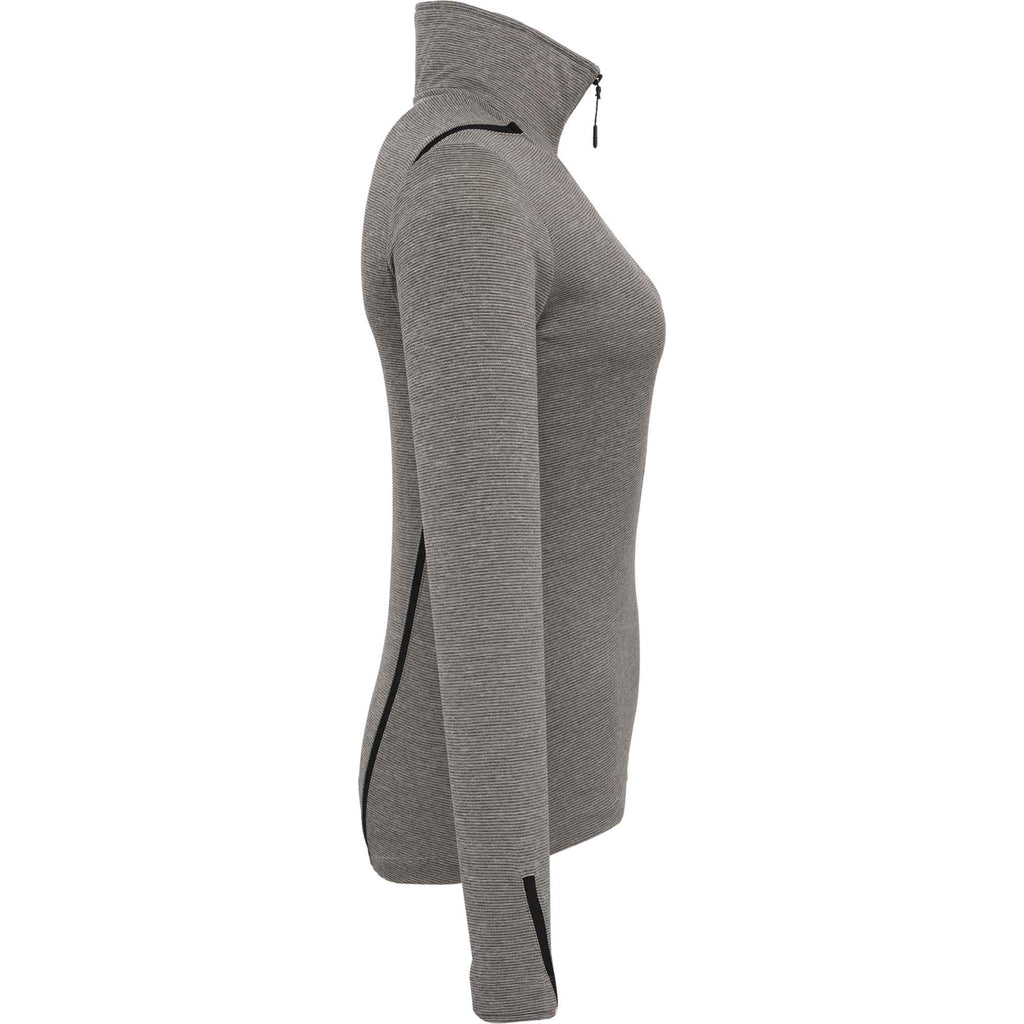 Dege Eco Knit Half Zip with Convertible Collar for Women Embroidery - Loden Heather/Black - Right Side
