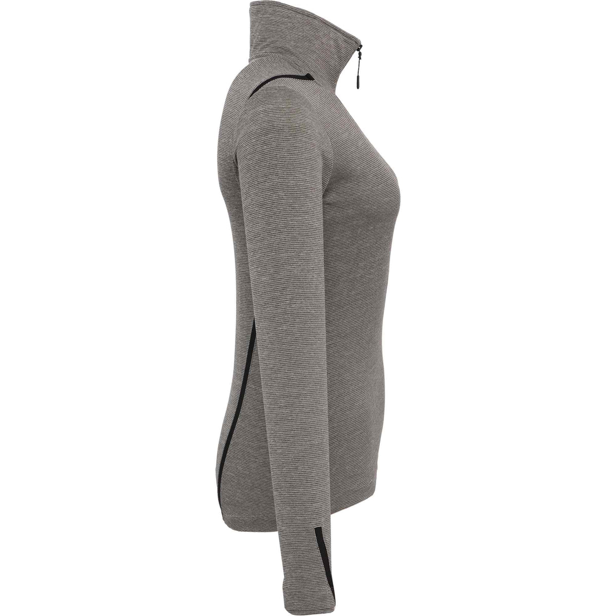 Dege Eco Knit Half Zip with Convertible Collar for Women Embroidery - Loden Heather/Black - Right Side