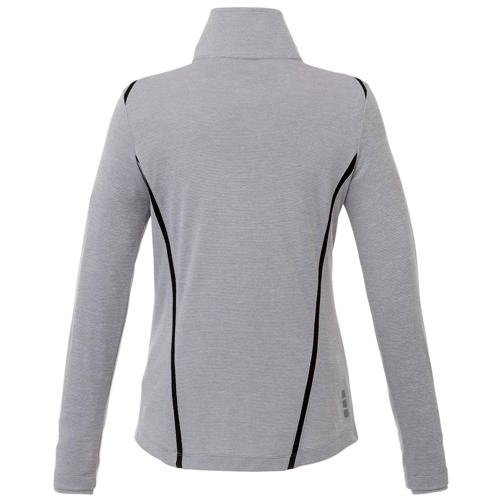 Dege Eco Knit Half Zip with Convertible Collar for Women Transfer - Heather Grey/Black - Back Flat